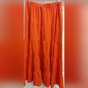 1X, Orange, Tiered, Skirt